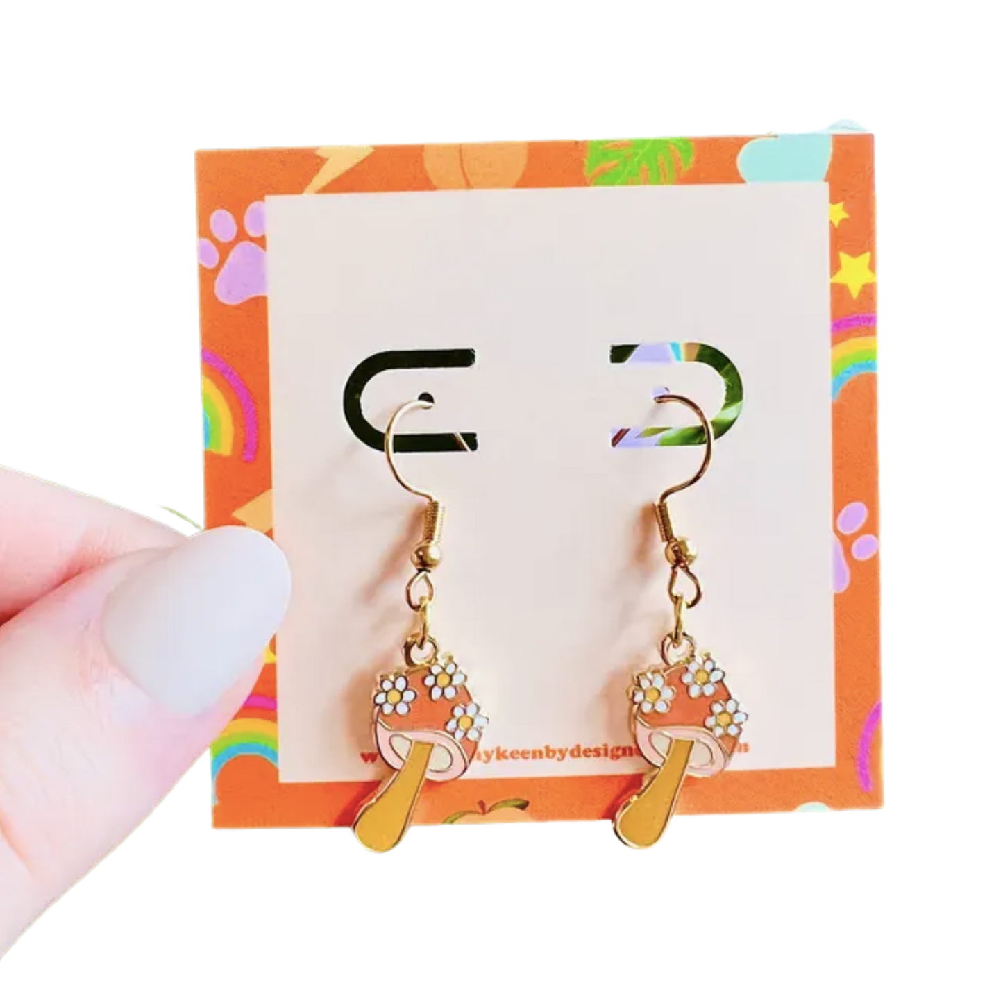 Floral Mushroom Drop Earrings