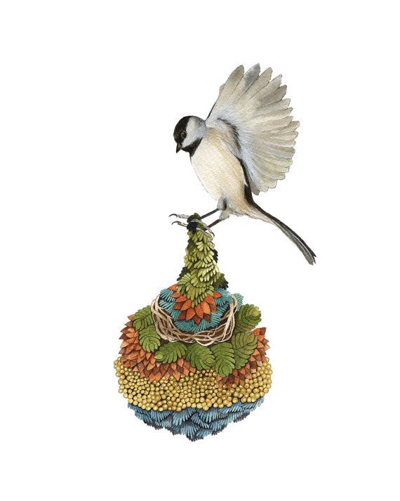Quilted Bundles: Bird I - Art Print