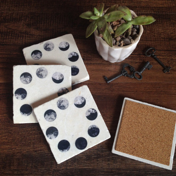Moon Phases Coasters // Set of 4