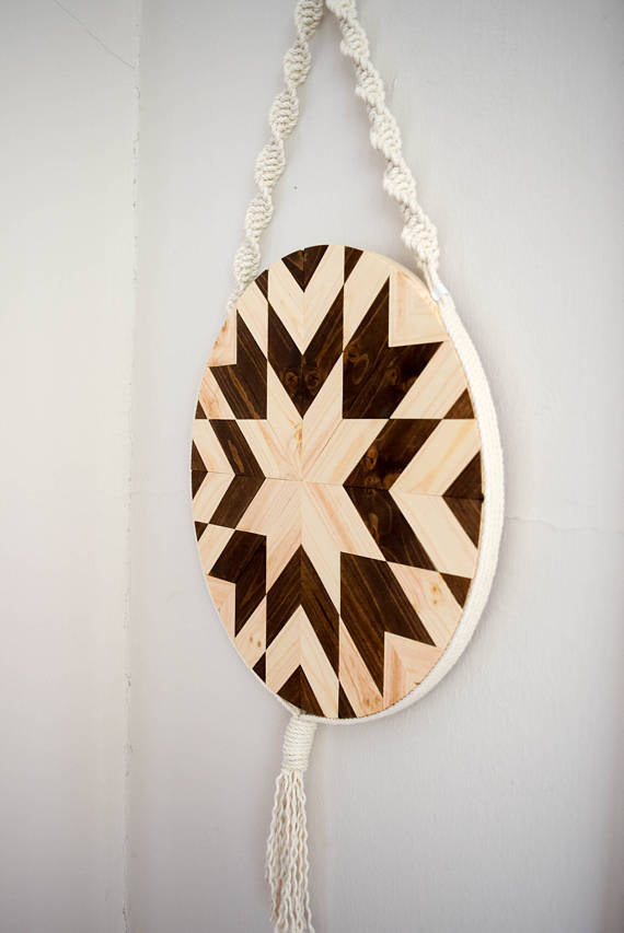 Wood and Macrame Wall Hanging - // by Roaming Roots Studio