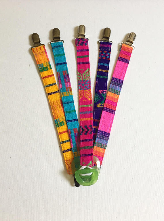 Pacifier Clips Mexican Cambaya Serape Assorted colors