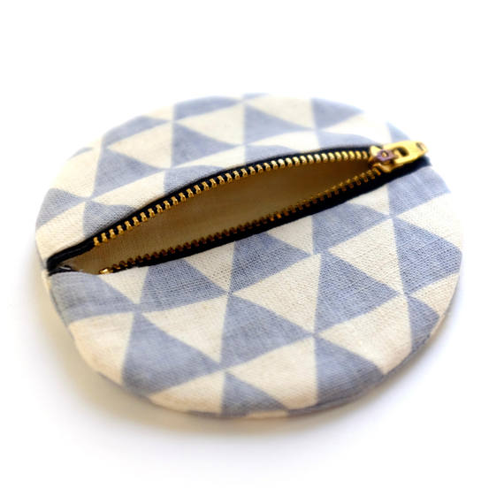 Grey Small Circle Pouch- Geometric Modern Wallet