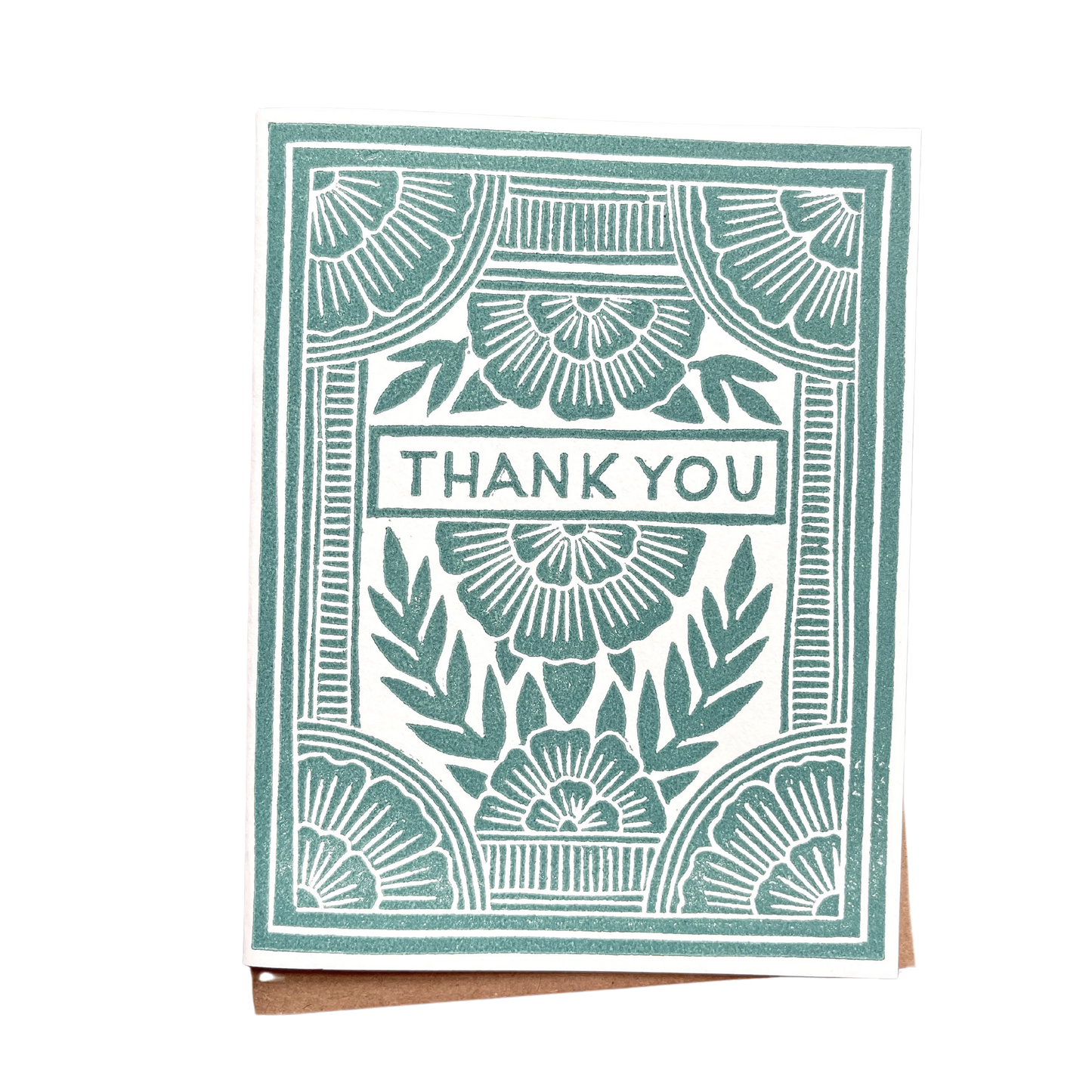 "Thank You" Block Printed Greeting Cards, GR45 Set of 6
