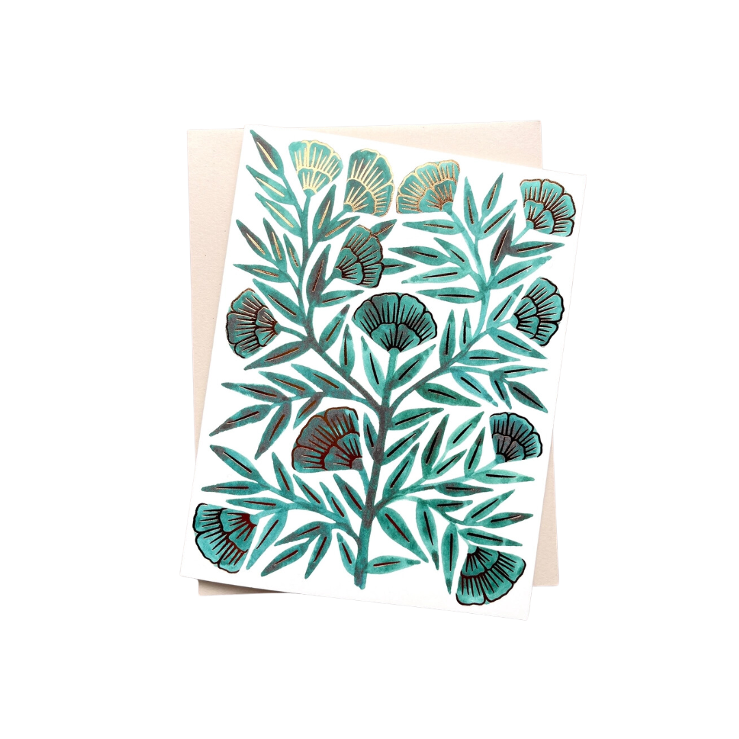 Teal Foil Stamped Greeting Card