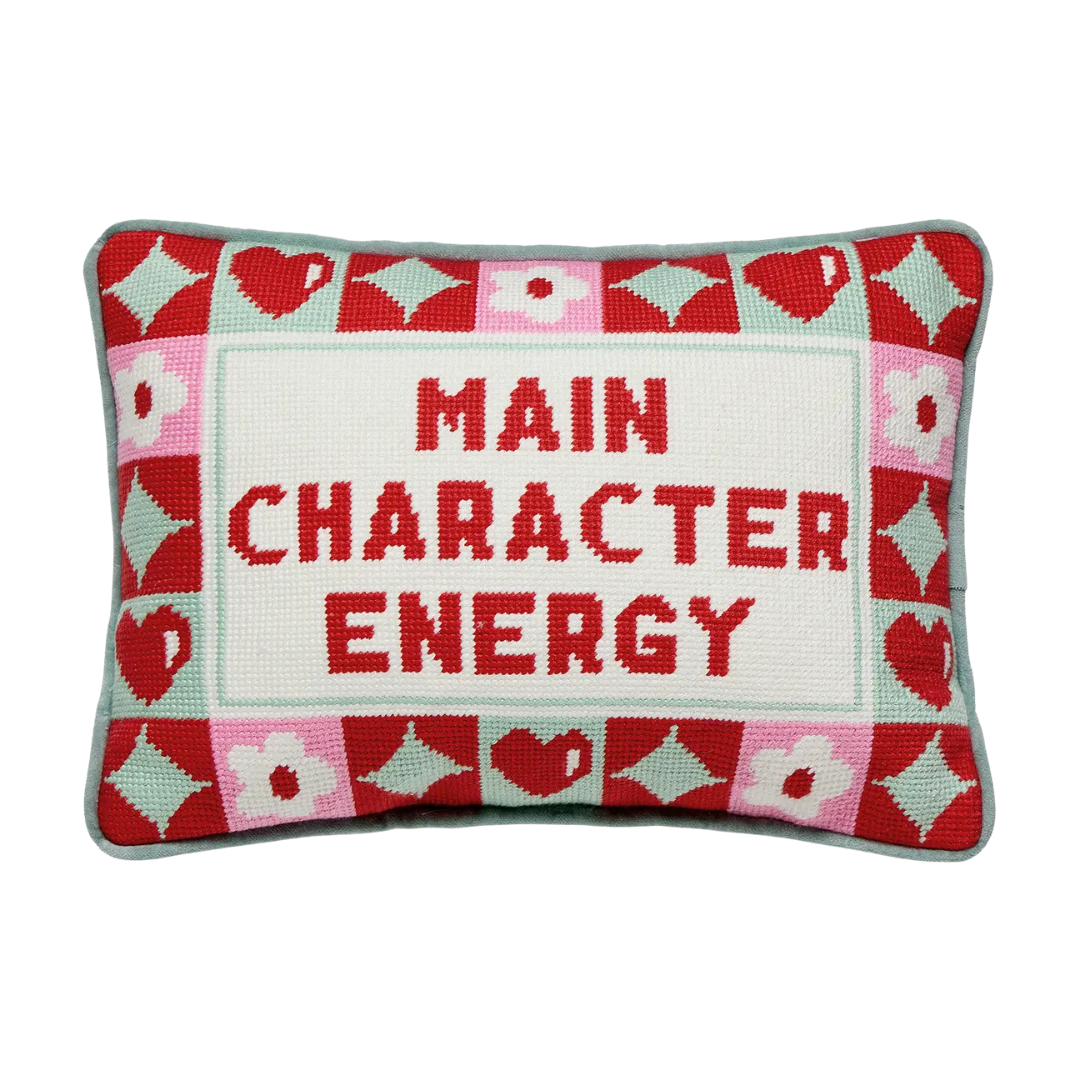 Main Character Energy Embroidered Pillow