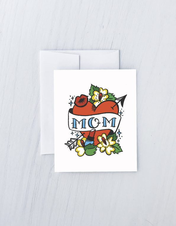 MOM Heart Tattoo Greeting Card