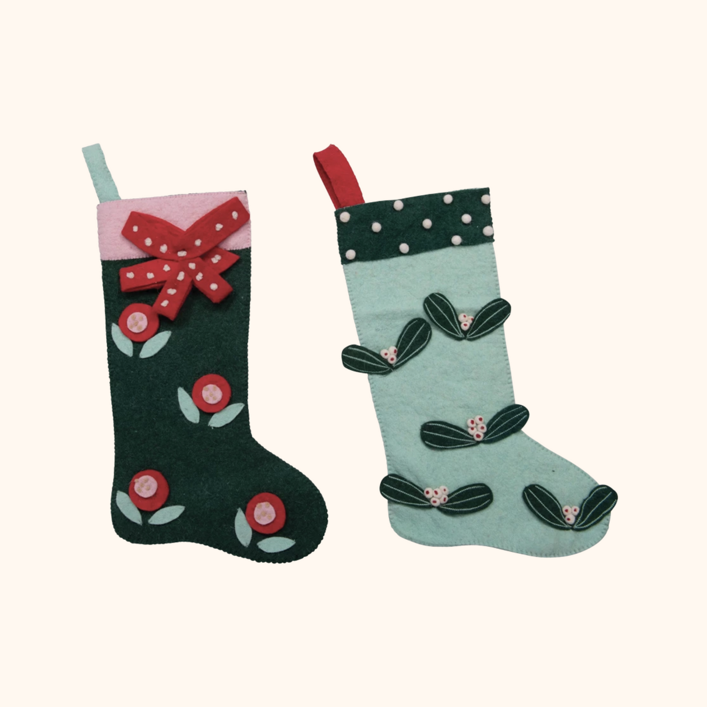 Felt Stocking with Appliqued Flora