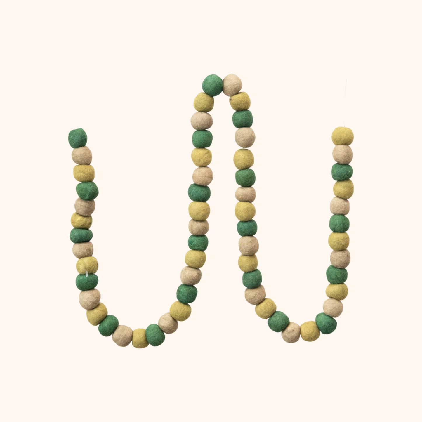 Chunky Green Wool Felt Ball Garland