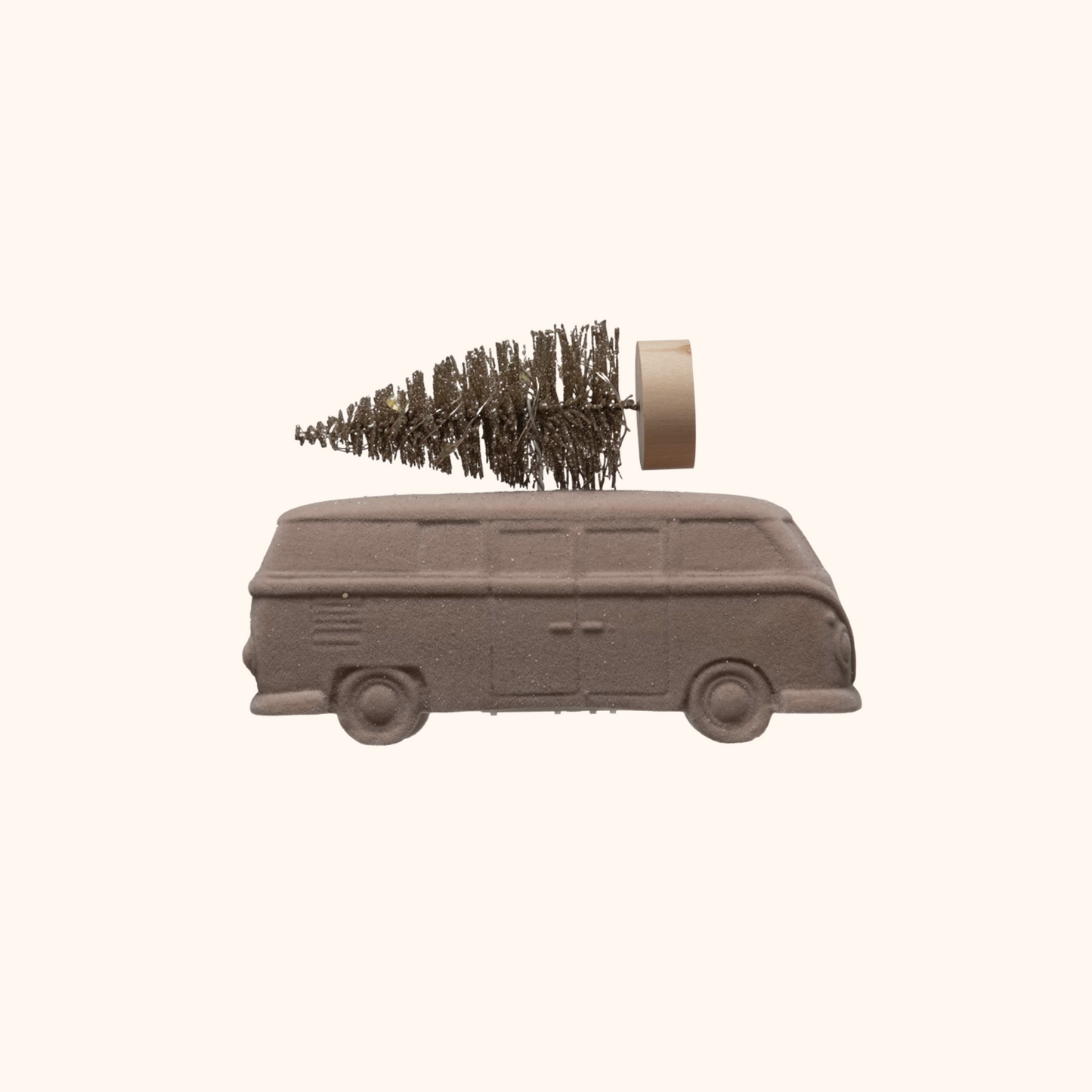 Vintage Bus with Bottle Brush Tree and LED Lights