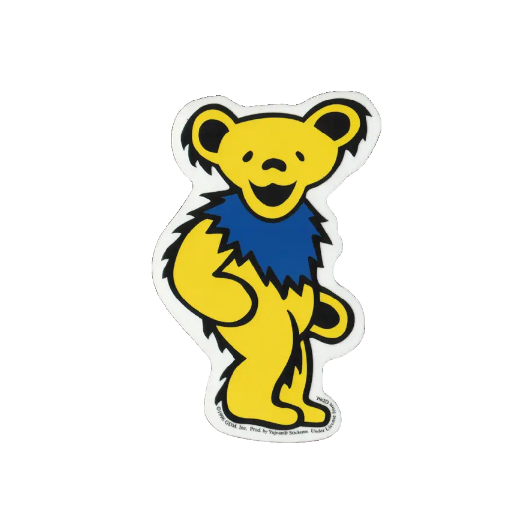 Sticker - Grateful Dead - Yellow Jerry Bear Blue Necklace