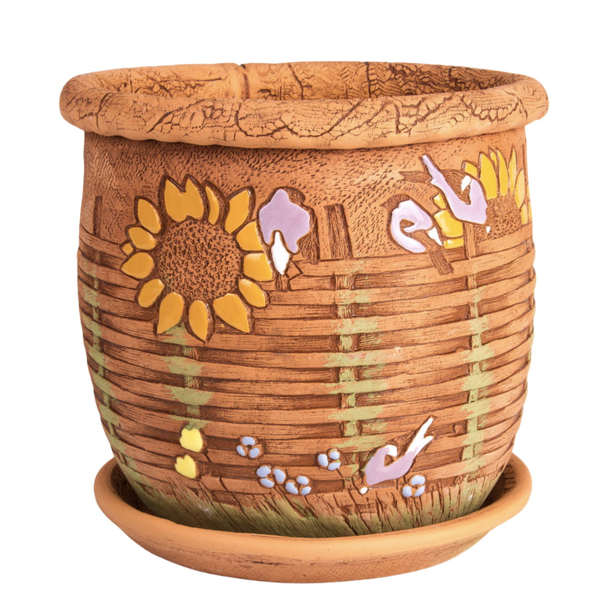 Wicker Fence Ceramic Planter
