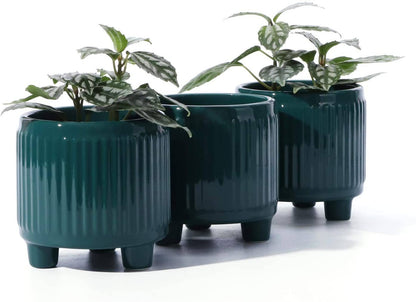 Teal Ceramic Pot with Legs, 3.3"