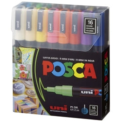 Posca Acrylic Paint Marker Set- PC-3M 16 Color Set (Fine .9 - 1.3mm)
