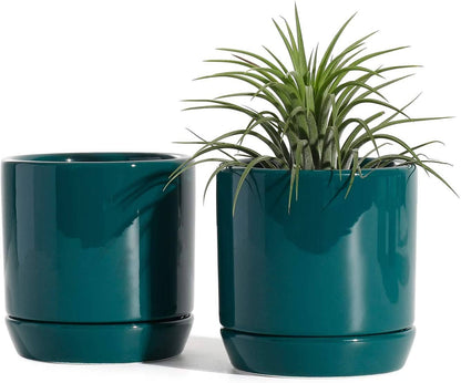 3 inch Teal Cylinder Ceramic Plant Pot Without Saucer