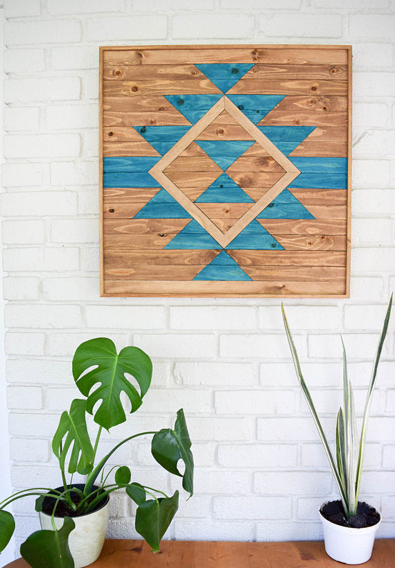 Turquoise Geometric Wall Art // by Roaming Roots Studio
