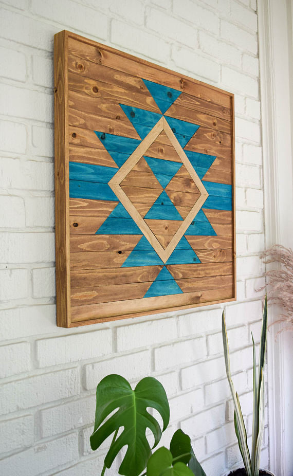 Turquoise Geometric Wall Art // by Roaming Roots Studio