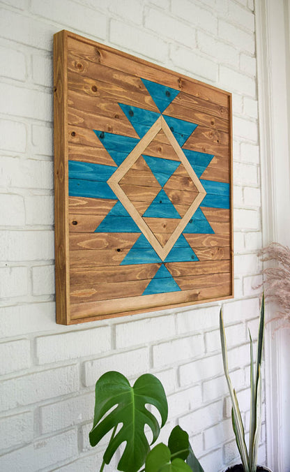 Turquoise Geometric Wall Art // by Roaming Roots Studio