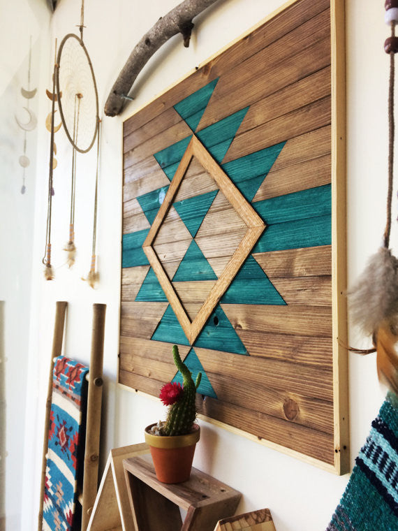 Turquoise Geometric Wall Art // by Roaming Roots Studio
