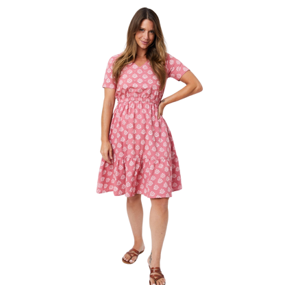 Lydia Dress Floral Stamp Rose