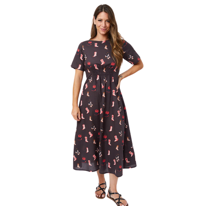 Artsy Traveler Short Sleeve Midi Dress Two Step Dusk