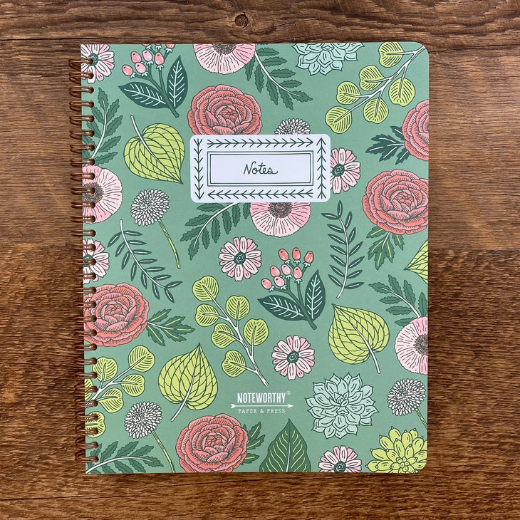 Green Floral Notebook