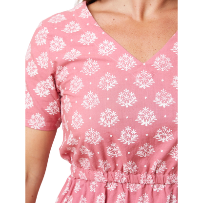 Lydia Dress Floral Stamp Rose
