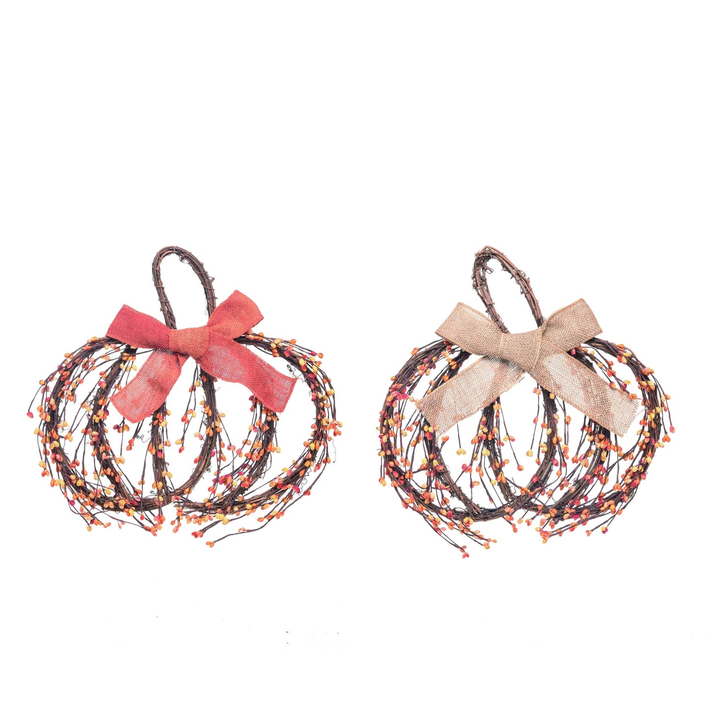 Wood Brown Fall/Harvest Pumpkin Shape Decor, 15 in.