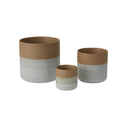 White and Earthy Clay Stoneware Planter Pot