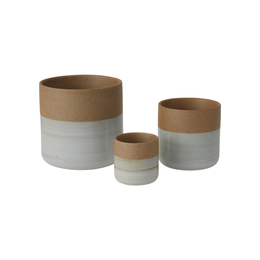 White and Earthy Clay Stoneware Planter Pot