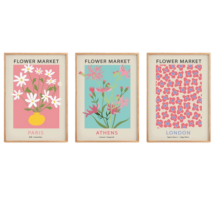 Flower Market Pink & Blue Art Print 18x24