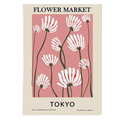 Pink and Beige Flower Market Poster