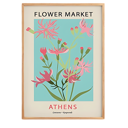 Flower Market Pink & Blue Art Print 18x24