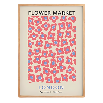 Flower Market Pink & Blue Art Print 18x24