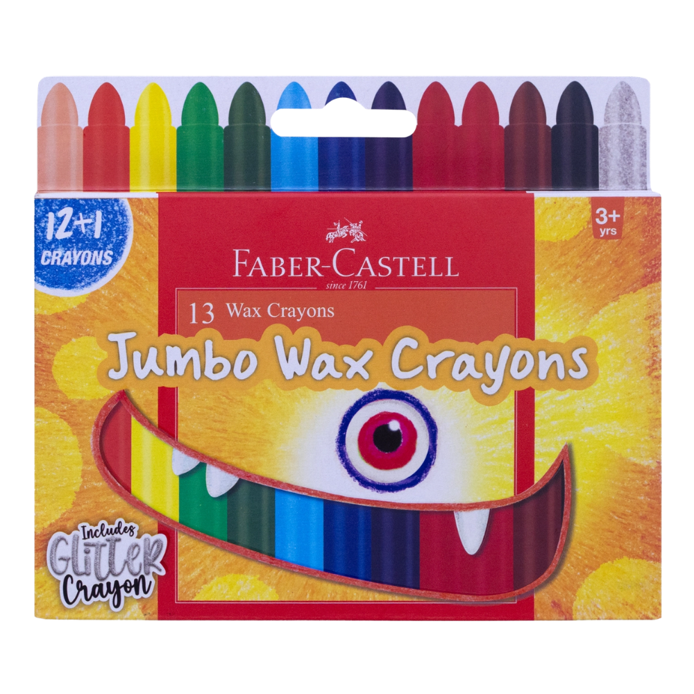 Jumbo Wax Crayons – 12 Count + 1 Glitter Crayon