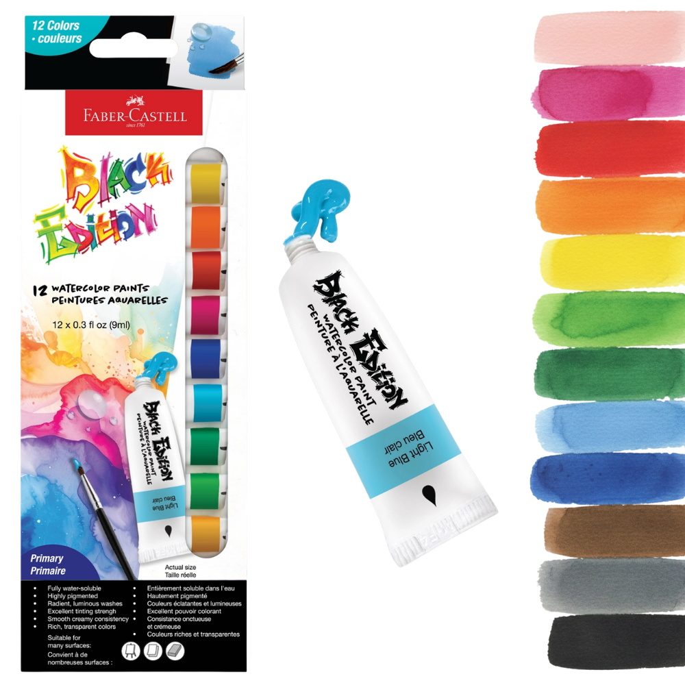 Black Edition Watercolor Liquid Paint Tubes – Pastel – 12 Count