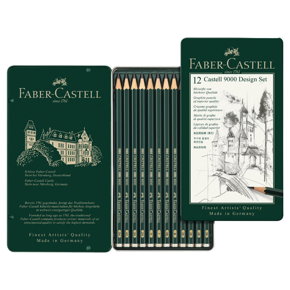 Castell 9000 Graphite Pencils – Design Set – Tin of 12