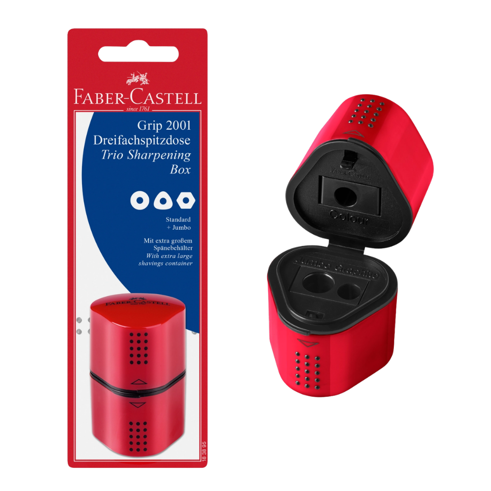 Grip Trio Pencil Sharpener – Red