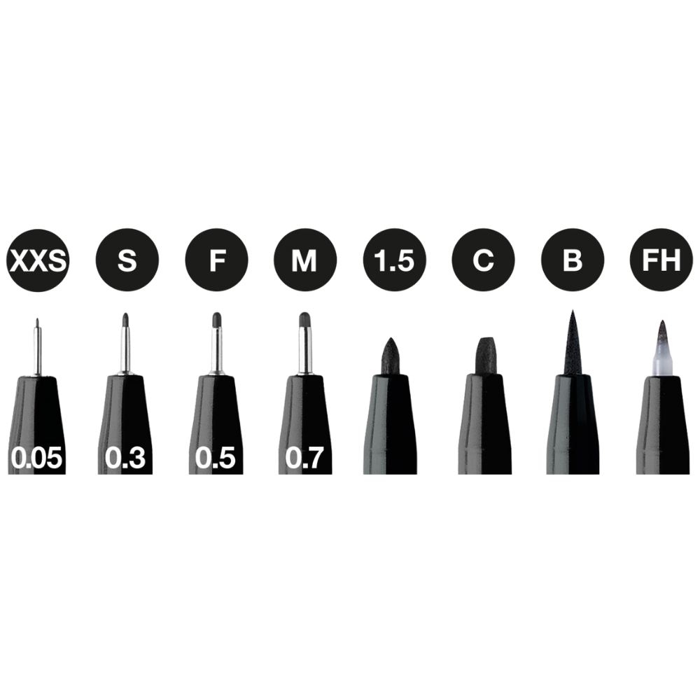 Pitt Artist Pen – #199 Black – Assorted Tip Sizes
