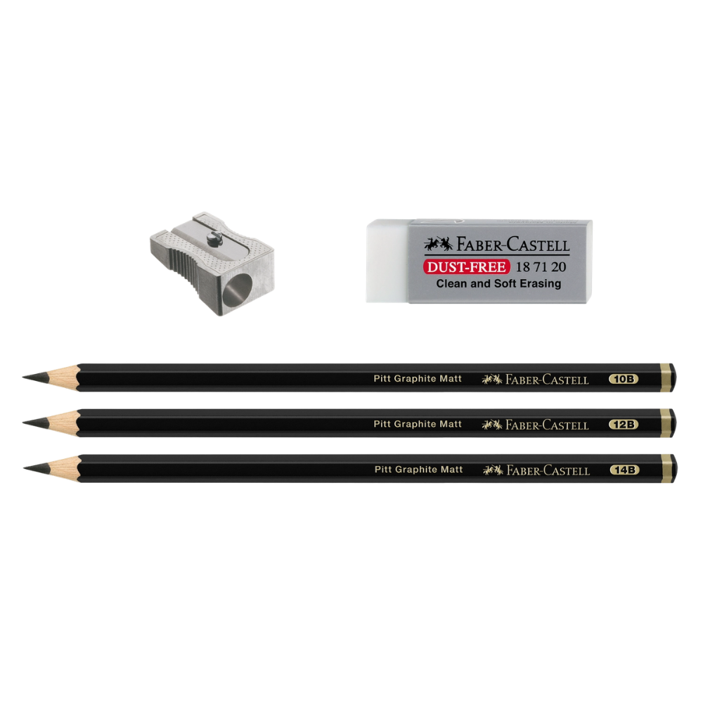 Pitt Graphite Matte Pencil Sketching Set – 10B, 12B & 14B