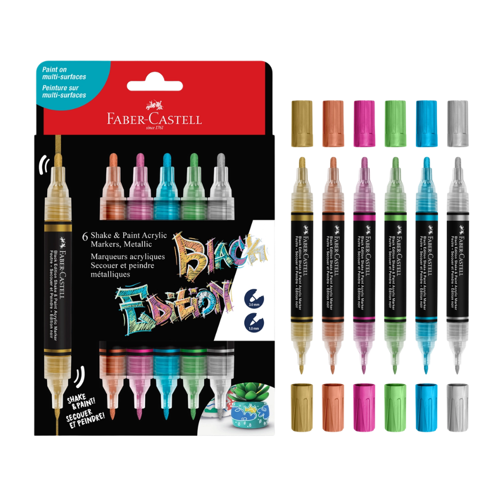 Shake & Paint Acrylic Markers – Metallic Colors – 6 Count
