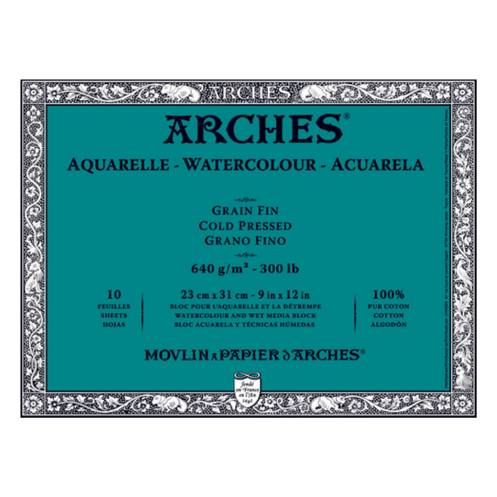 Arches Watercolor Cold Press Block - Natural White – 300lbs