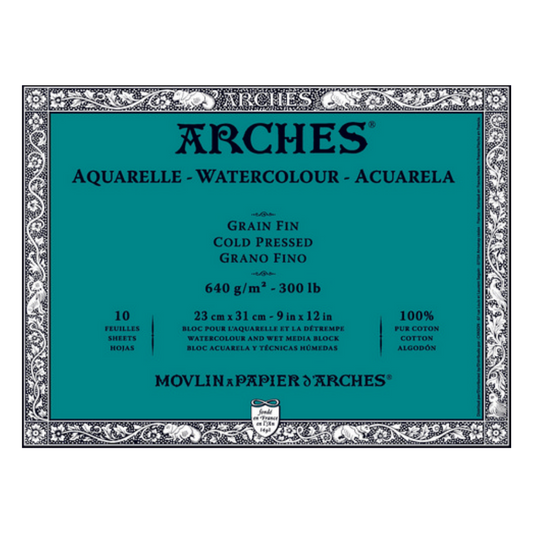 Arches Watercolor Cold Press Block - Natural White – 300lbs