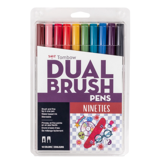 Dual Brush Pen Art Markers – Nineties – 10 Pack