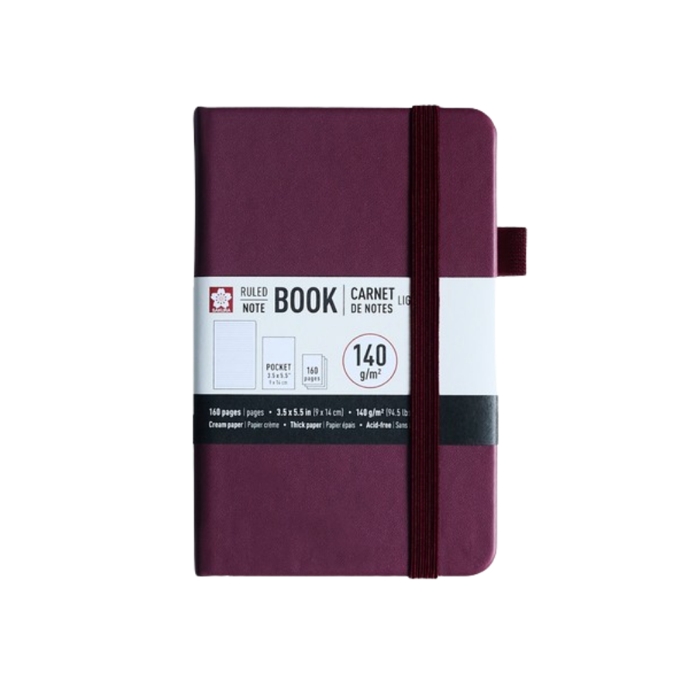 Sakura Ruled Pocket Notebook – Mulberry (3.5" × 5.5")