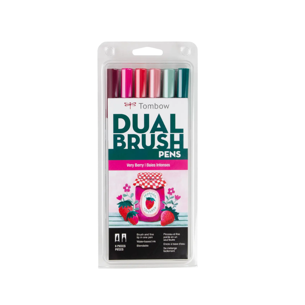 Dual Brush Pen Art Markers: Very Berry, 6-Pack