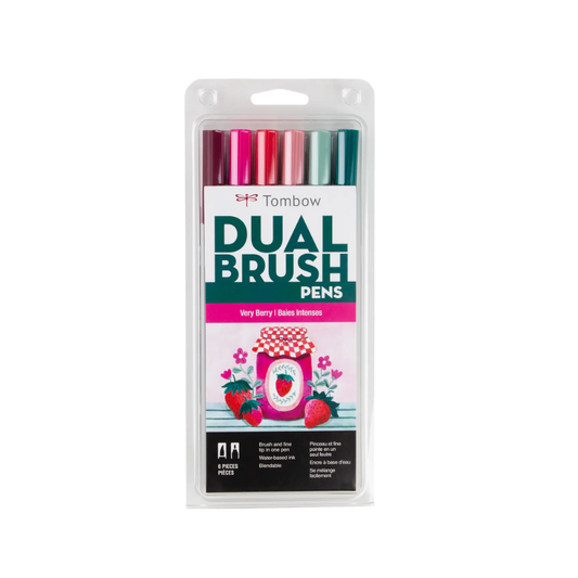 Dual Brush Pen Art Markers: Very Berry, 6-Pack