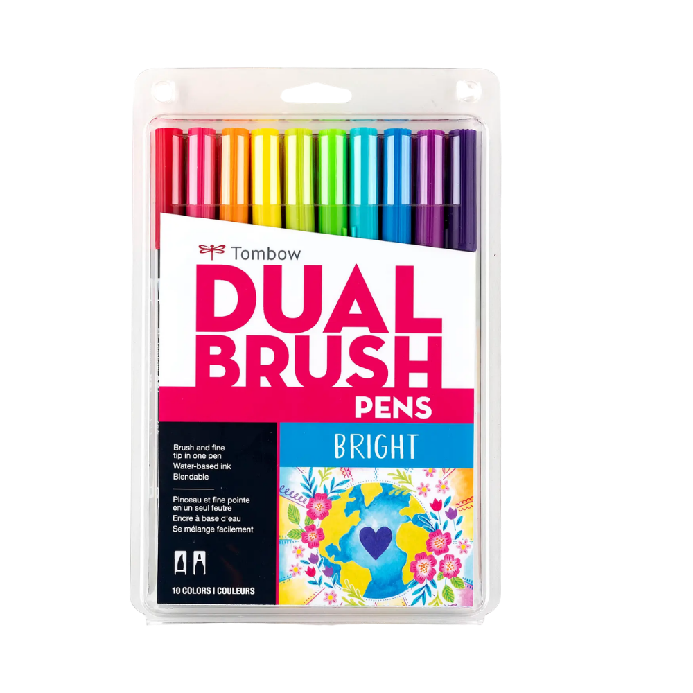 Dual Brush Pen Art Markers – Bright, 10-Pack