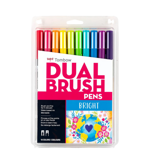 Dual Brush Pen Art Markers – Bright, 10-Pack