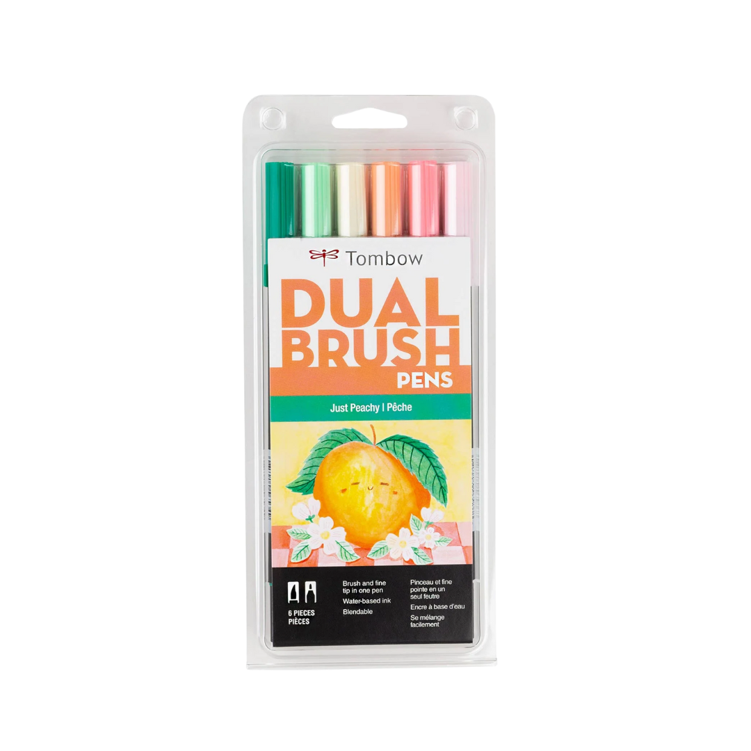 Dual Brush Pen Art Markers, Just Peachy, 6-Pack