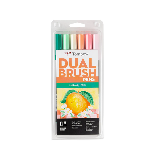 Dual Brush Pen Art Markers, Just Peachy, 6-Pack